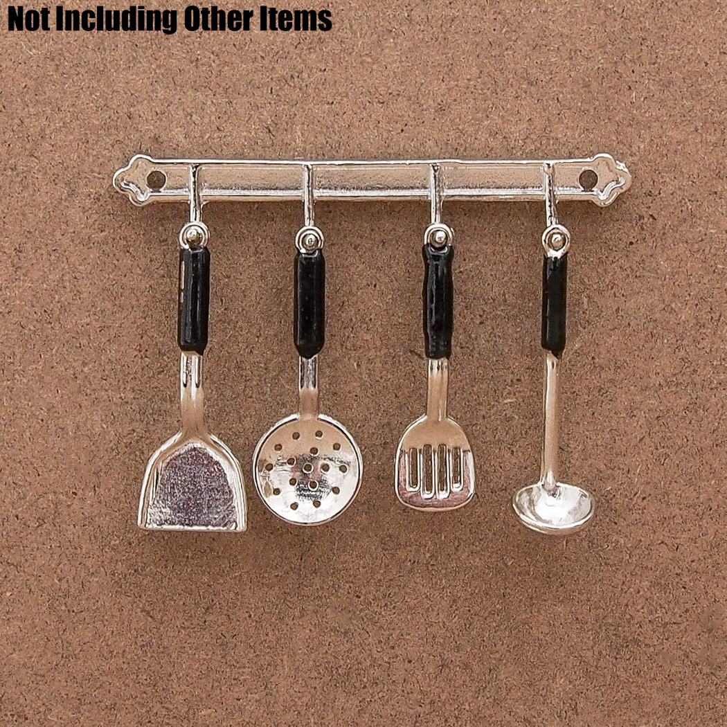 Dollhouse Miniature 1:12 Kitchen Utensils Wooden Kitchenware with Holder