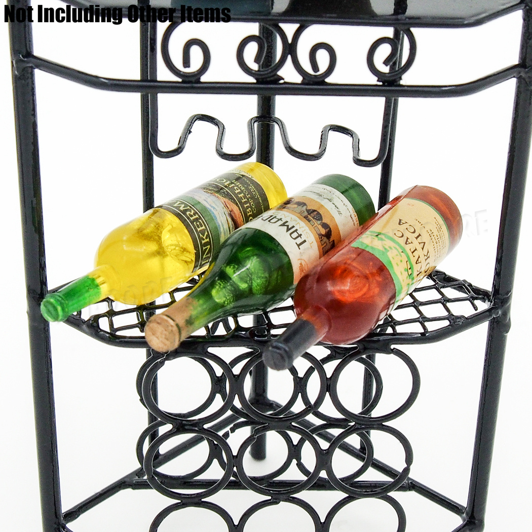 112 Dollhouse Corner Wine Rack Furniture Miniature Black Decor Gift