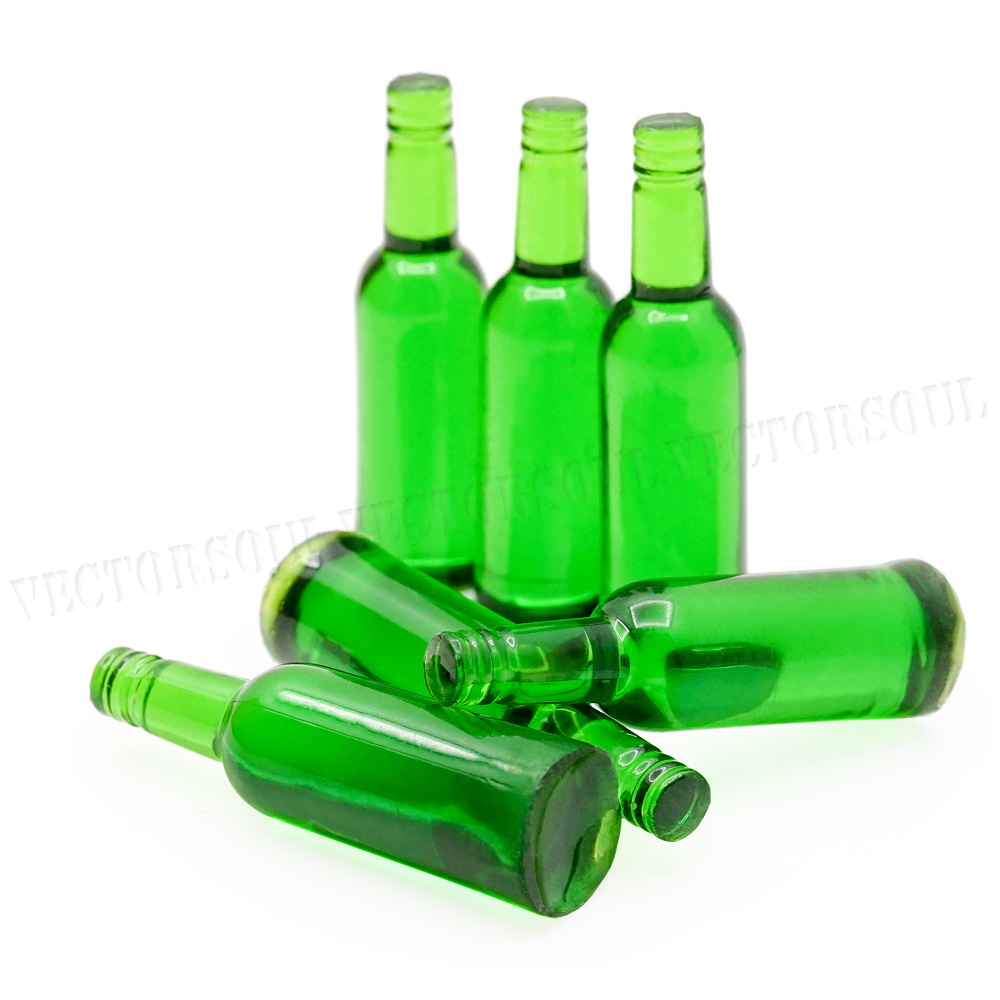 Conjunto de 6 botellas de cerveza verde 1:12 bebida bebida Vino Jugo Casa De Muñecas En Miniatura