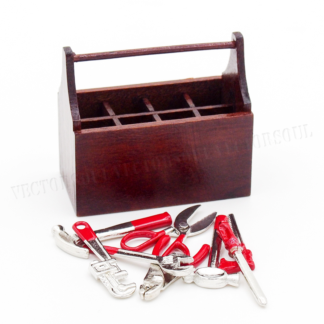 Dollhouse Miniature 1:12 Red Tool Box in Painted Metal