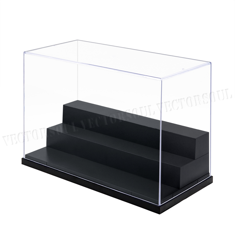 US Clear Acrylic Plastic Base Display Case Perspex Box Dustproof 3Steps ...