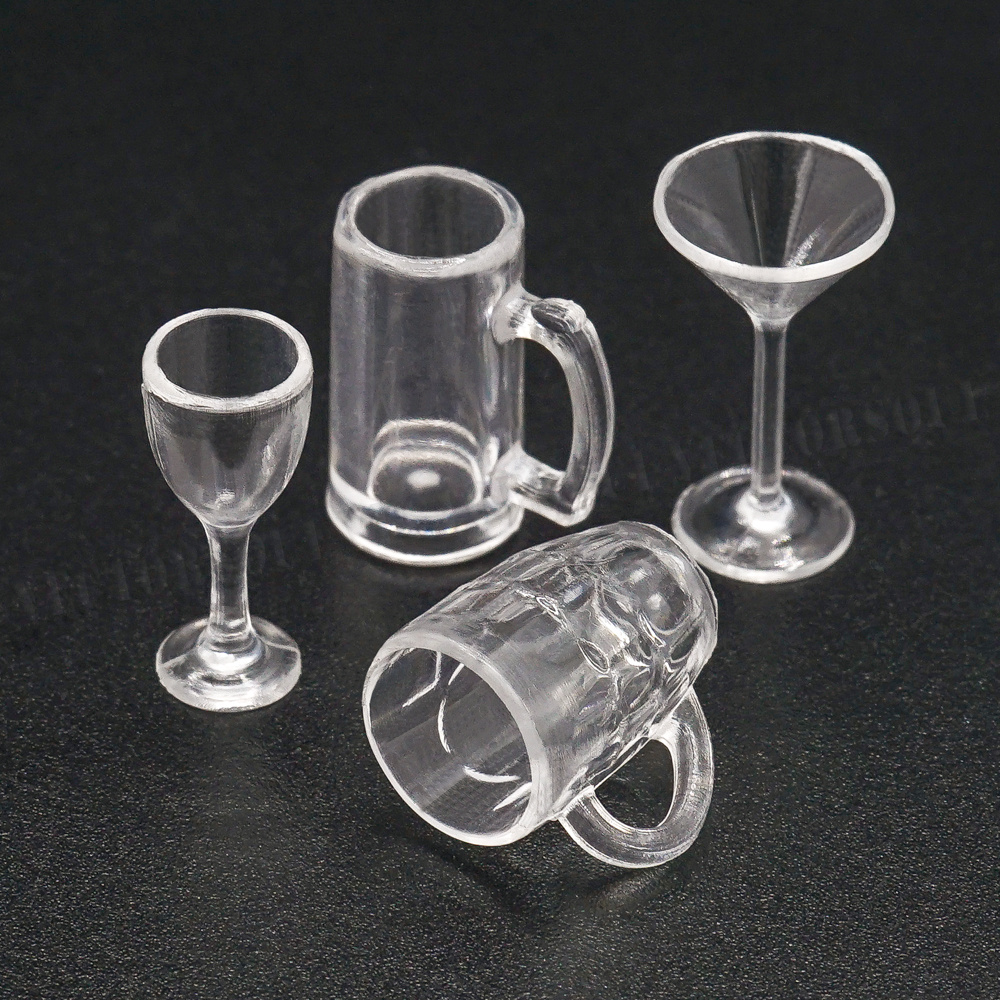 1:12 Scale 2 Clear Wine Glasses Tumdee Dolls House Miniature Accessory GLA31