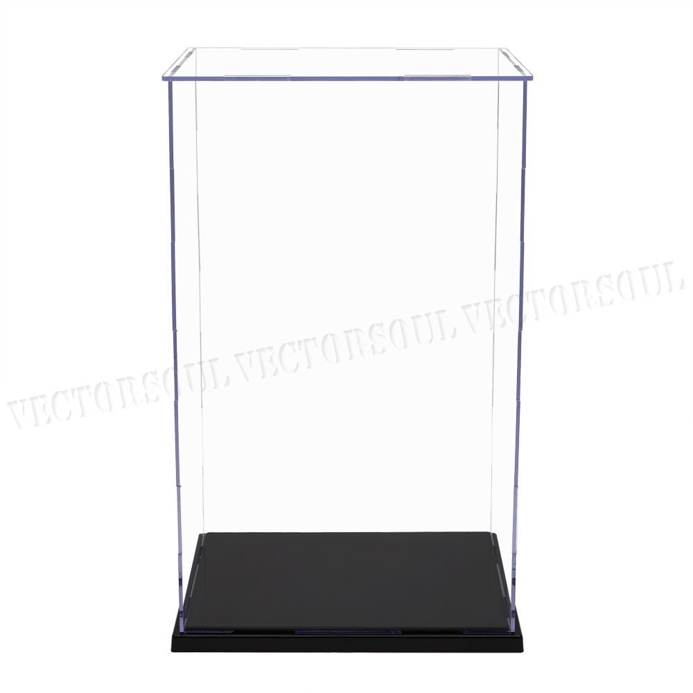US 12.2" H Acrylic Clear Display Case Box Plastic Base Dustproof