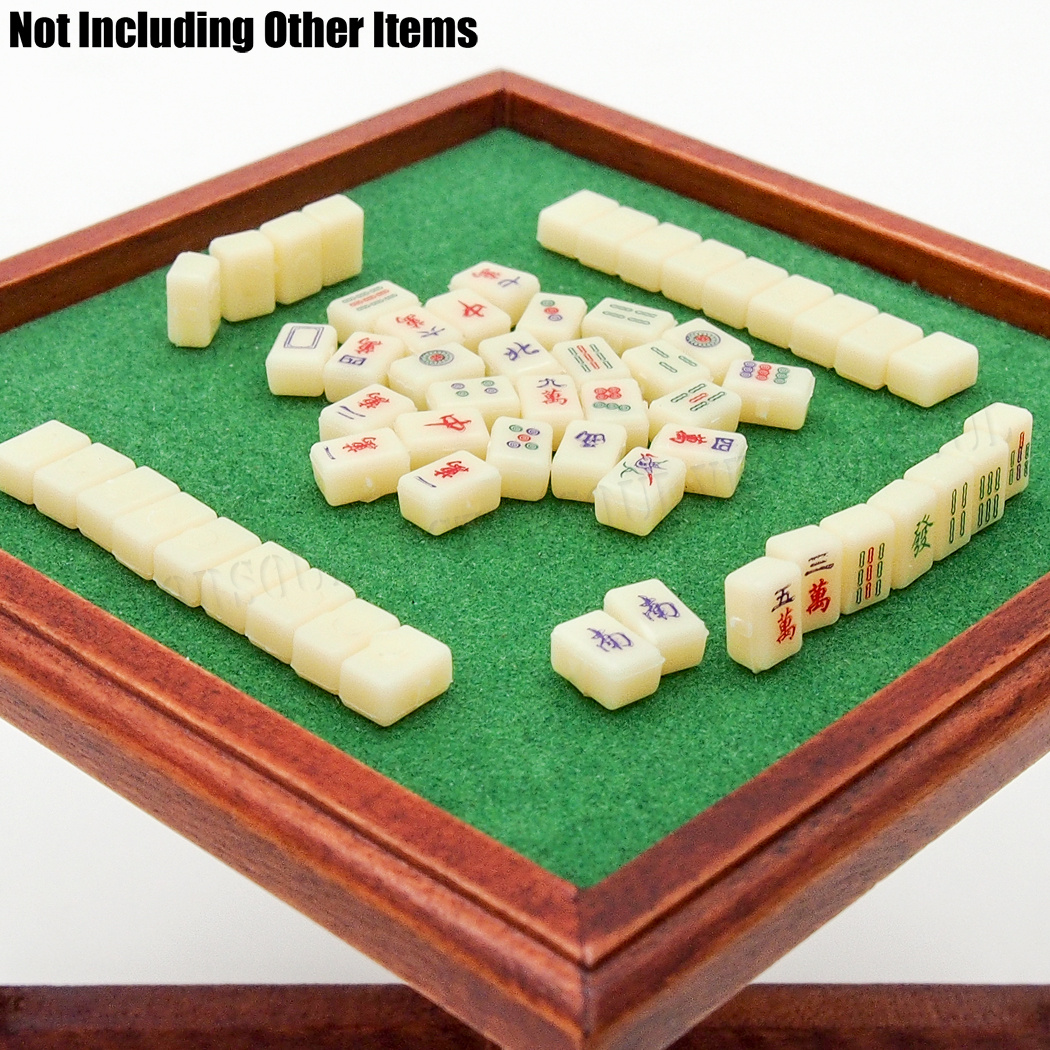 Mini 144 MahJong Set 1:12 Miniature Travel Mah Jong Portable Game Toys ...