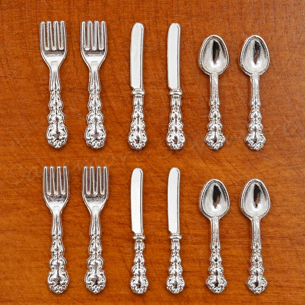 1//12 DollHouse Miniature Alloy Forks Kitchen Tableware Furniture Accs Silver