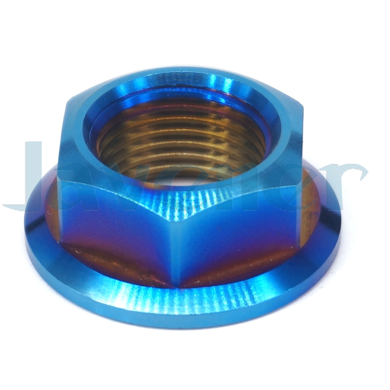 M10x1mm Burn Blue Titanium Flange Nut (GR5) - Motorcycle