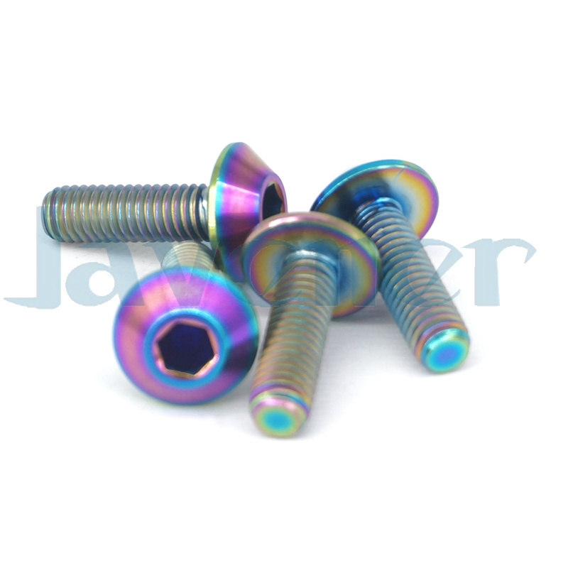 4 Pcs M6x20mm Rainbow Gr5 Titanium Umbrella Head Motorcycle