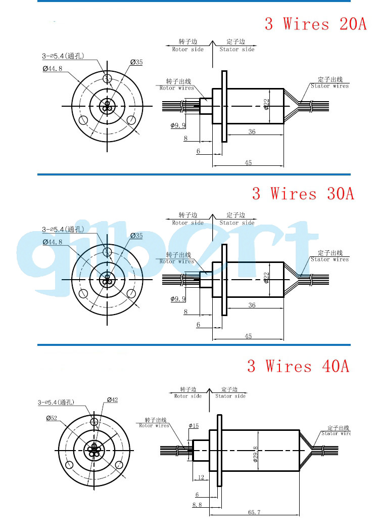 2-12 Wires 5-40A Circuits 250Rpm Capsule Slip Ring 600V For Monitor